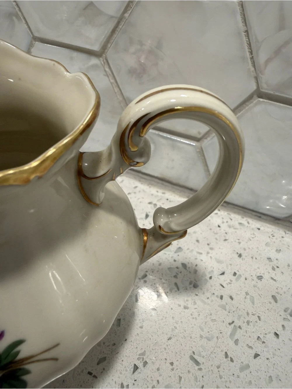 Royal York Madeleine Bridal Bouquet Pattern Creamer Milk Pitcher Germany Gold